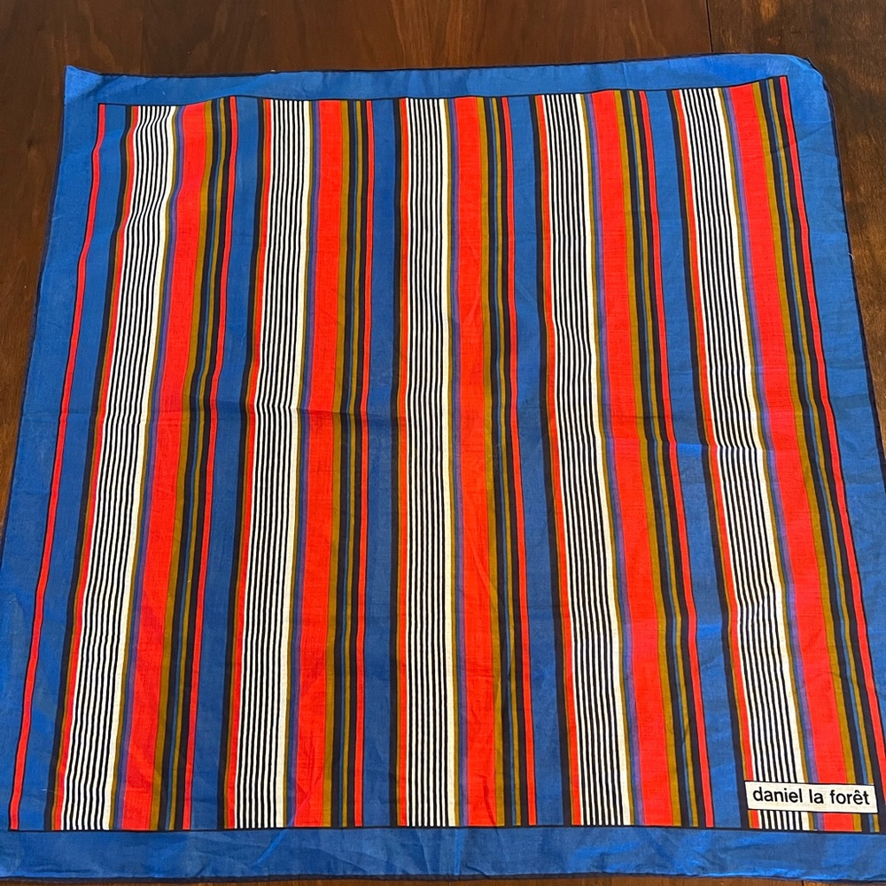 Daniel La Forêt Vintage 1970’s Striped Cotton Scarf 25”